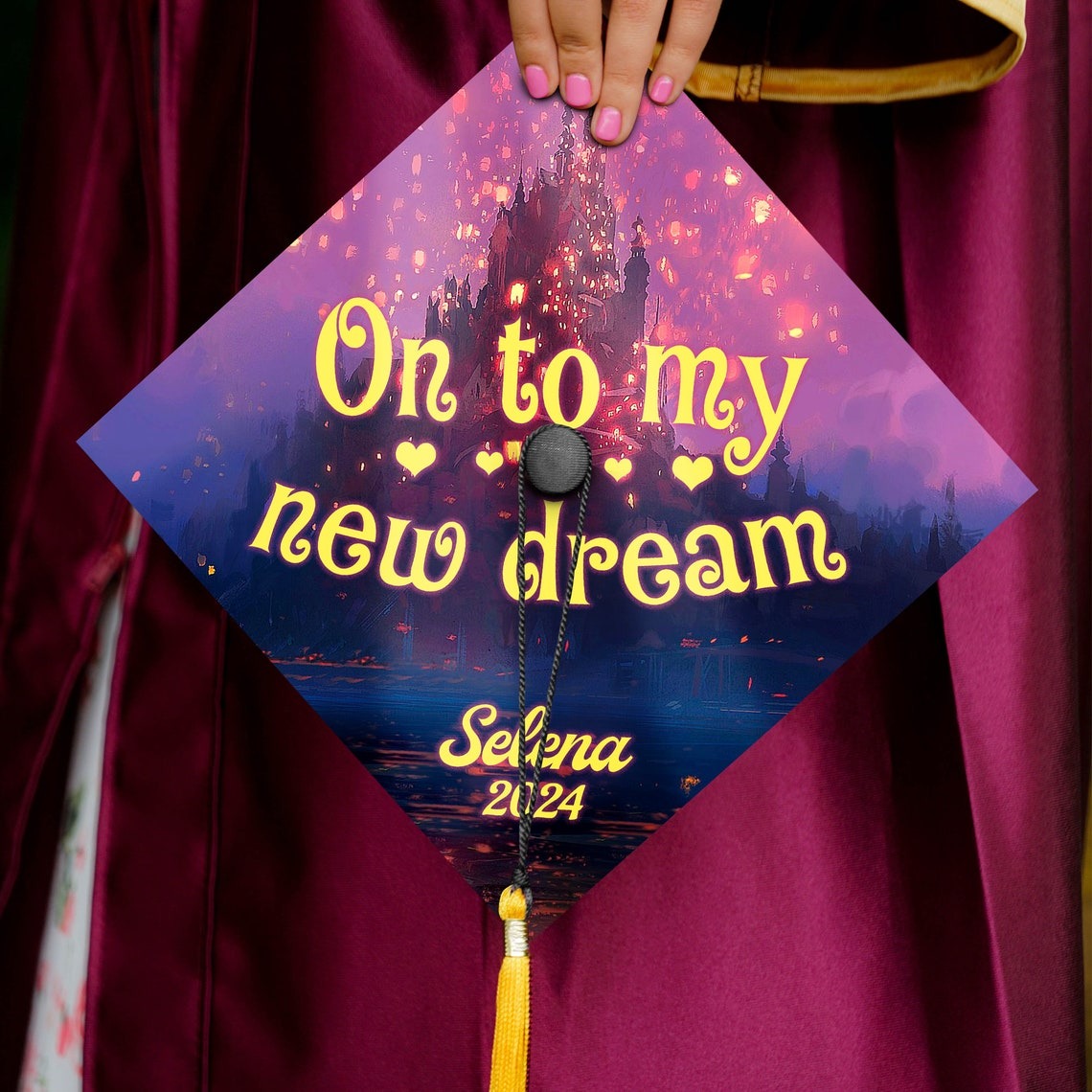 On To My New Dream Grad Cap Decoration, Gifts for Graduation, Class of 2024
