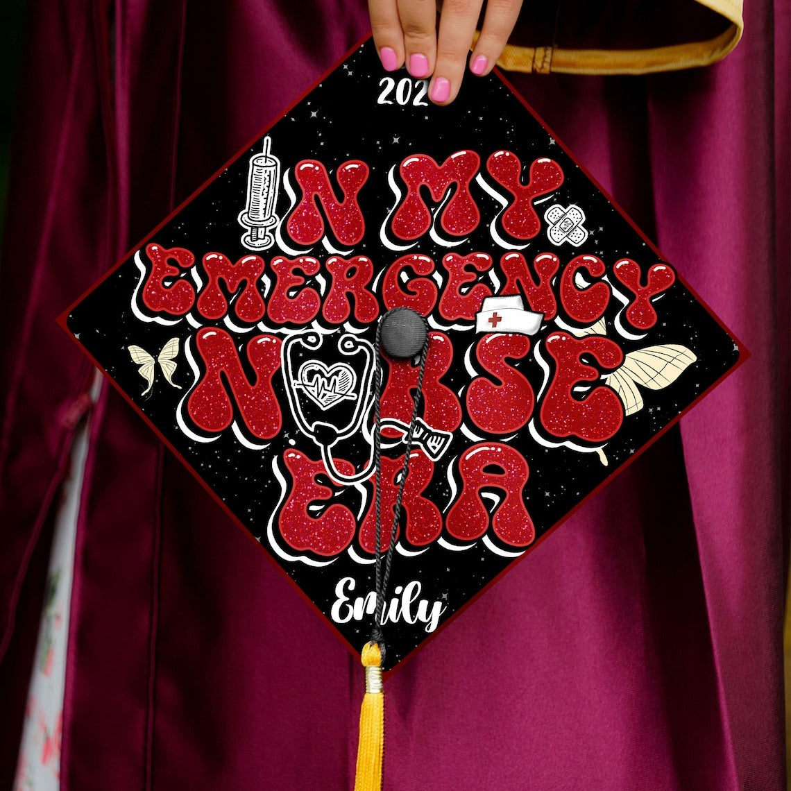 In My Emergency Nurse Era Grad Cap Topper, Gifts for ER Nurse, Class of 2024