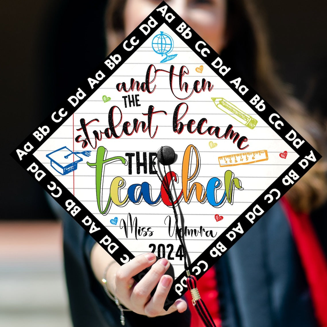 And Then The Student Became The Teacher Graduation Cap Decoration, Gifts for Teacher, Class of 2024