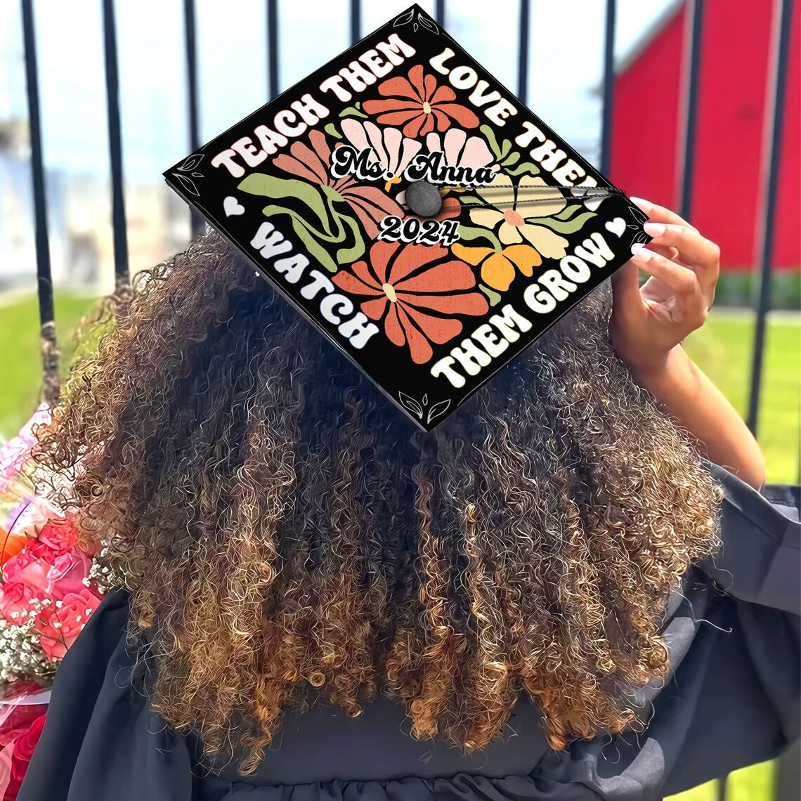 Teach Them Love Them Watch Them Grow Graduation Cap Decoration, Gifts for Teacher, Class of 2024