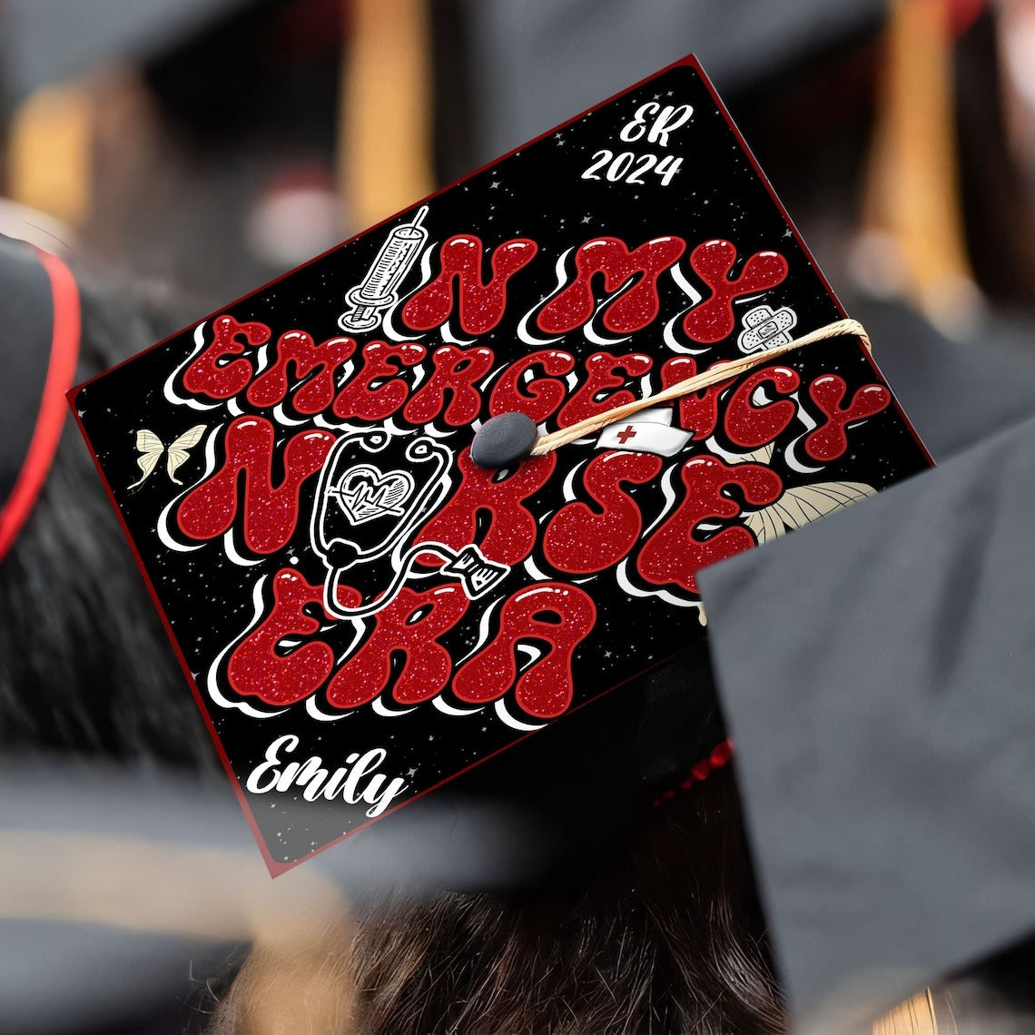 In My Emergency Nurse Era Grad Cap Topper, Gifts for ER Nurse, Class of 2024