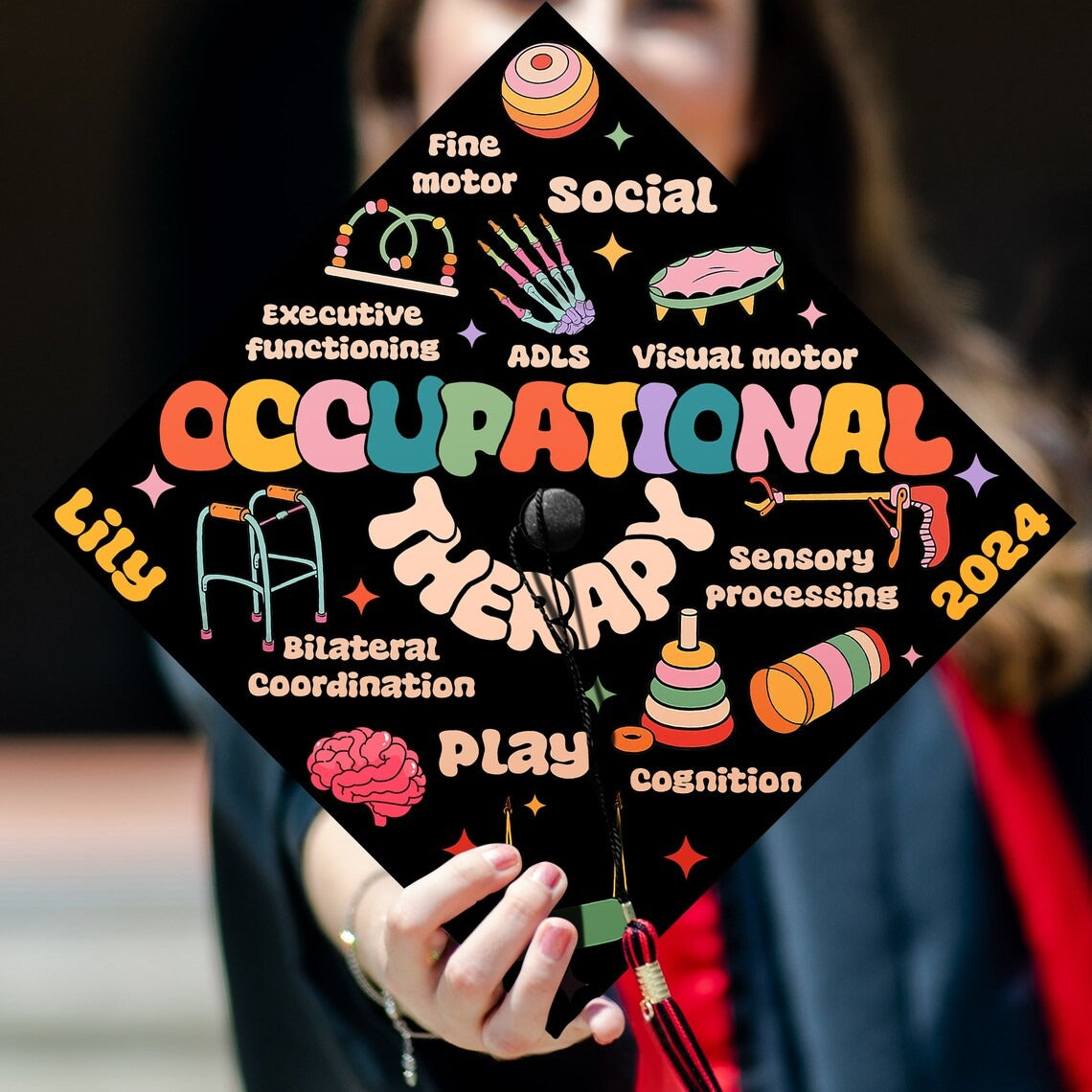 Occupational Therapy Grad Cap Topper, Gifts for Occupational Therapist, Class of 2024