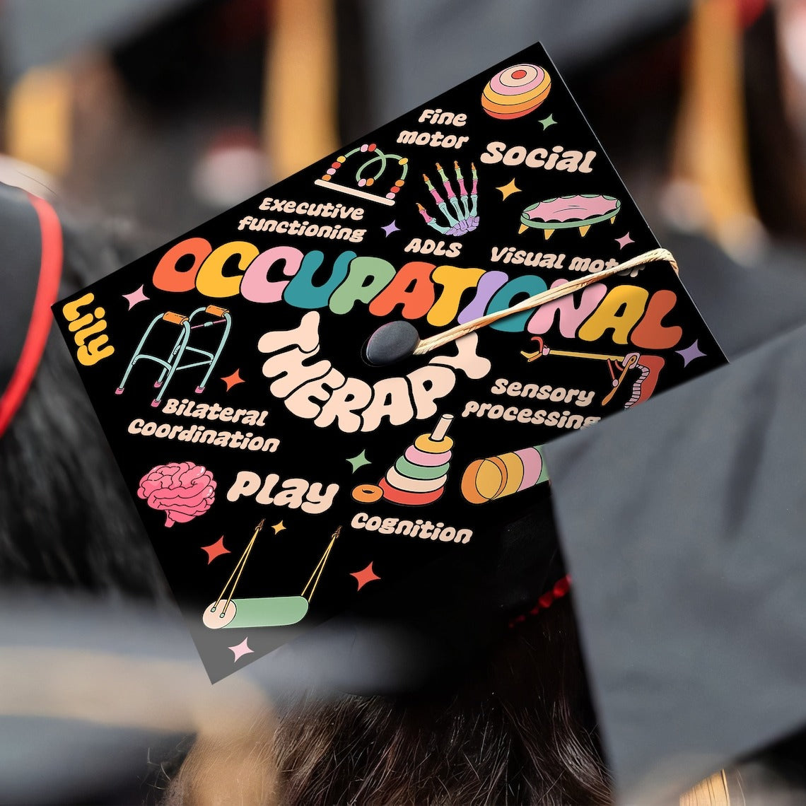 Occupational Therapy Grad Cap Topper, Gifts for Occupational Therapist, Class of 2024