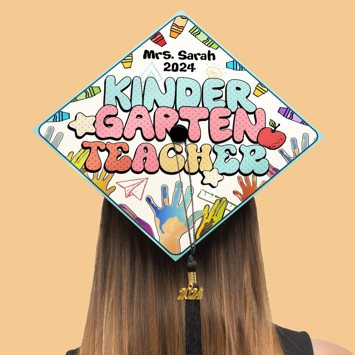 Kindergarten Teacher Graduation Cap Topper, Gifts for Teacher, Class of 2024