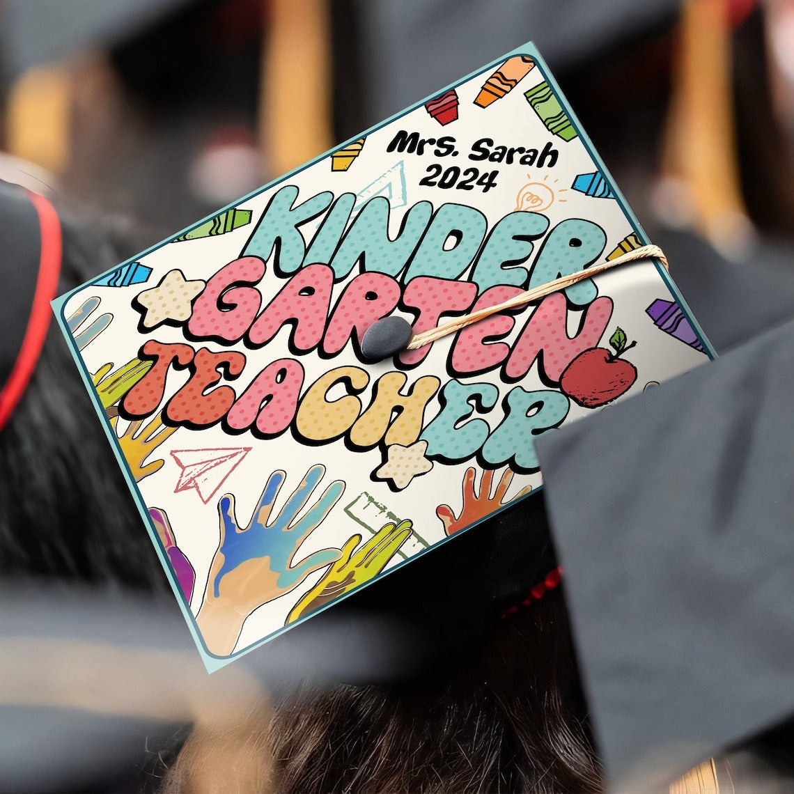 Kindergarten Teacher Graduation Cap Topper, Gifts for Teacher, Class of 2024