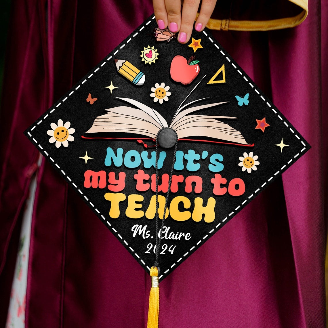 Now It's My Turn To Teach Graduation Cap Topper, Gifts for Teacher, Class of 2024