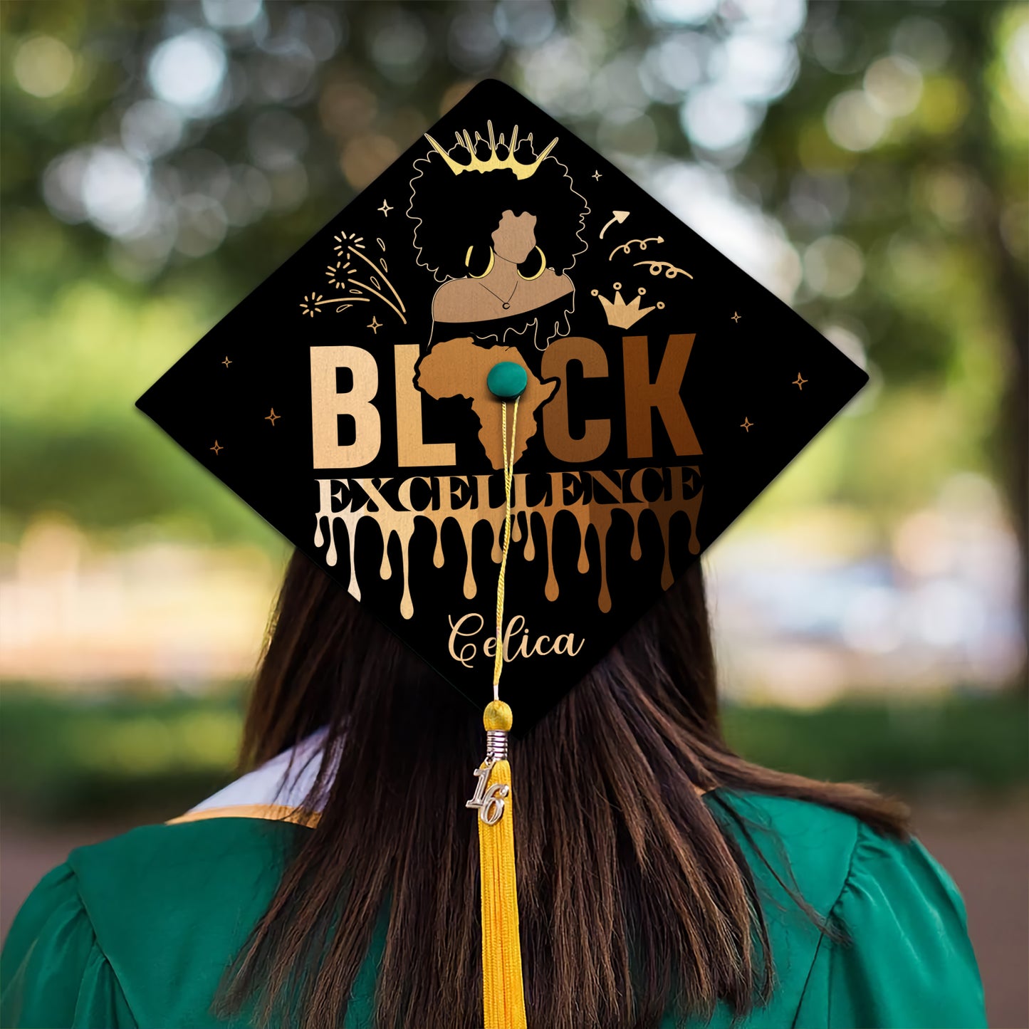 Black Excellence, Melanin Style, Black Queen Grad Cap, Class of 2024