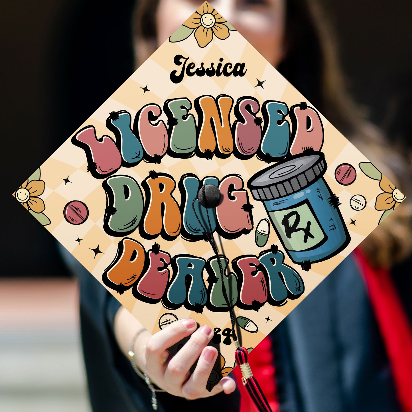 Licensed Drug Dealer Graduation Cap Topper, Customize Pharmacist Grad Cap, Pharmacy Graduation Gift, Class Of 2024