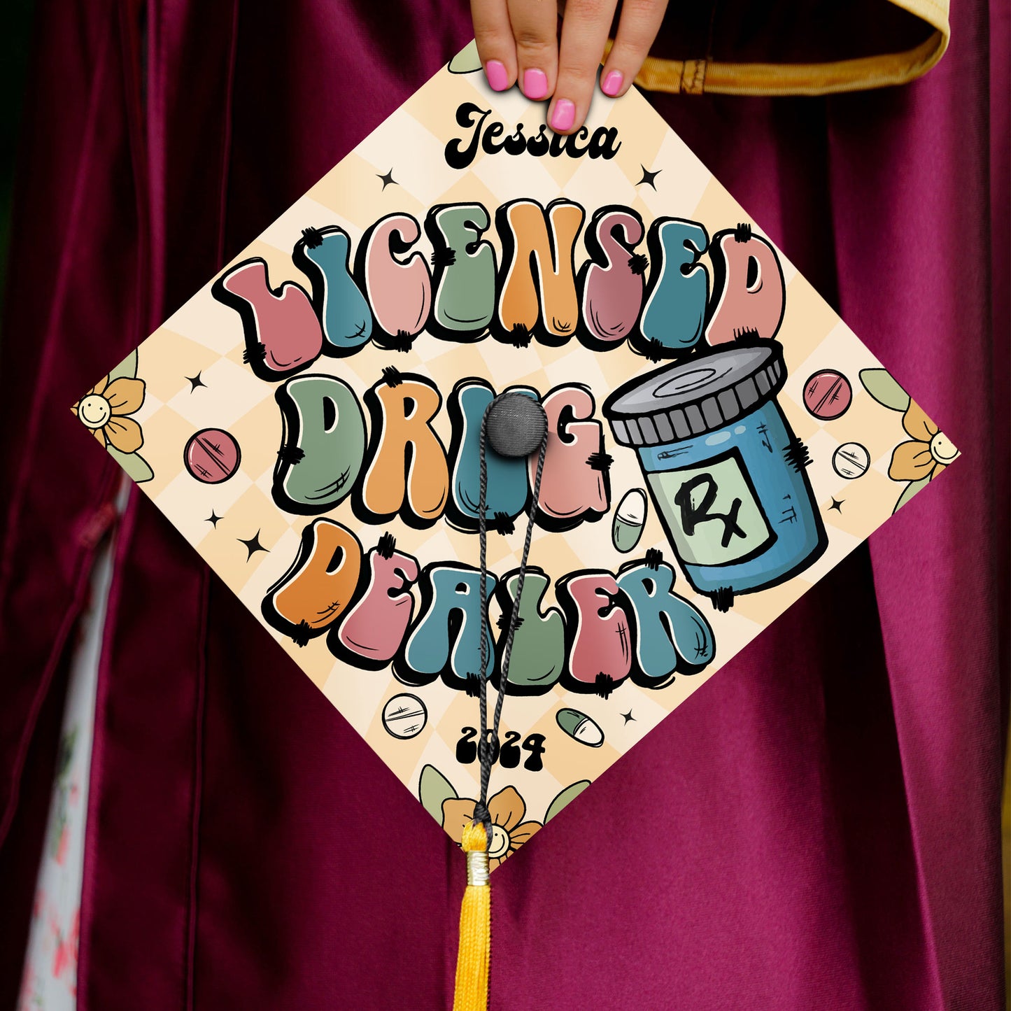 Licensed Drug Dealer Graduation Cap Topper, Customize Pharmacist Grad Cap, Pharmacy Graduation Gift, Class Of 2024
