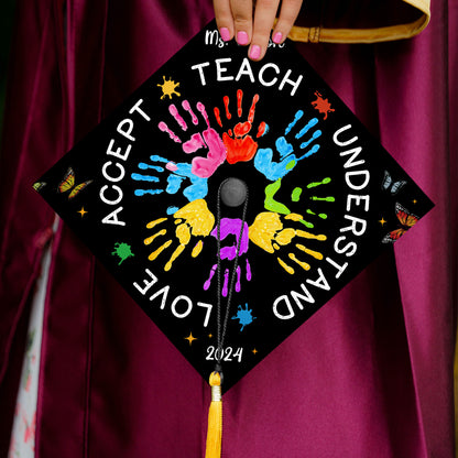 Customized Autism Awareness Graduation Cap, Gift for Teacher, Graduation 2024
