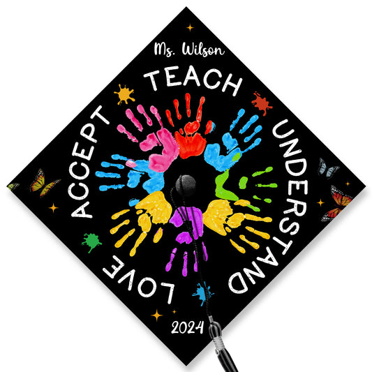 Customized Autism Awareness Graduation Cap, Gift for Teacher, Graduation 2024