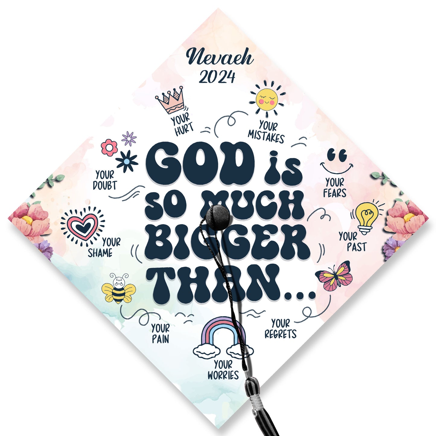 God Is So Much Bigger Than Graduation Cap Topper, Gifts for Christian, Class of 2024