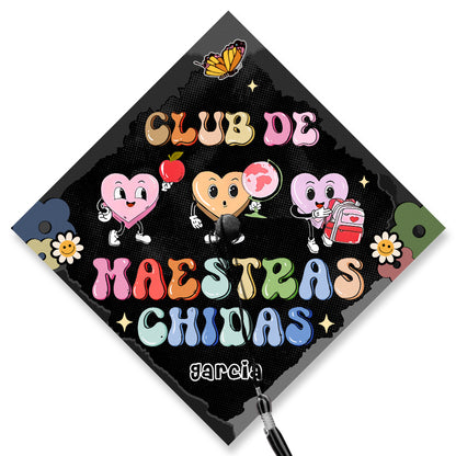 Custom Club De Maestras Chidas Printed Grad Cap Topper, Spanish Grad Cap Topper, Class of 2024