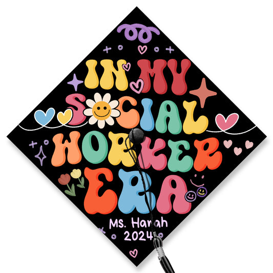In My Social Worker Era Graduation Cap Topper, BSW School Graduation, Social Work Grad Cap Topper