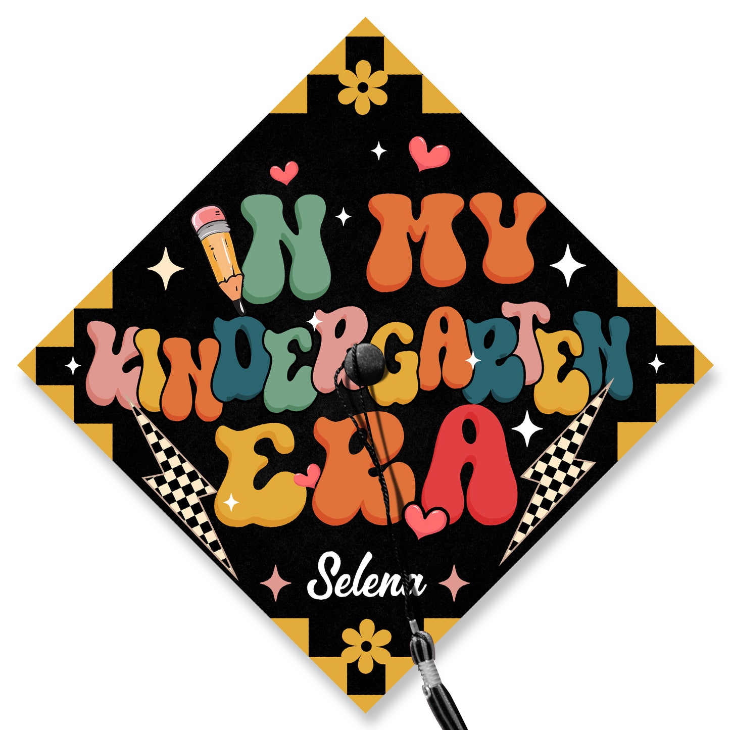Personalized In My Kindergarten Era Graduation, Retro Grad Cap Topper Gift, Custom Teacher Graduation 2024