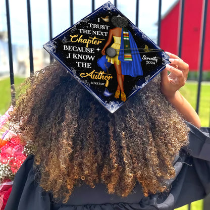 Personalized Religious Graduation Cap Topper with Verses, Black Queen Grad Cap Decoration
