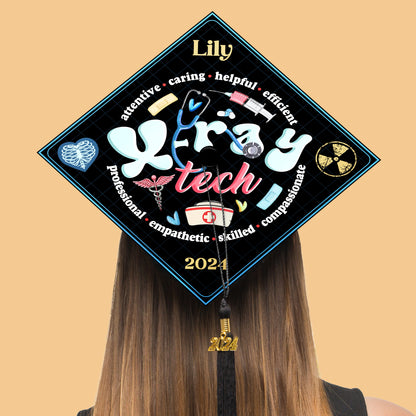 Radiology Tech Grad Cap Topper, Xray Tech Graduation Gift