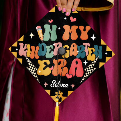 Personalized In My Kindergarten Era Graduation, Retro Grad Cap Topper Gift, Custom Teacher Graduation 2024