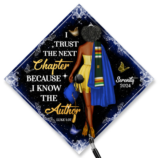 Personalized Religious Graduation Cap Topper with Verses, Black Queen Grad Cap Decoration