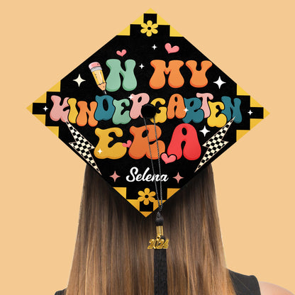 Personalized In My Kindergarten Era Graduation, Retro Grad Cap Topper Gift, Custom Teacher Graduation 2024