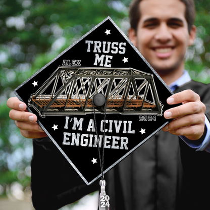 Personalized Civil Engineer Graduation Cap, Custom Engineer Cap Decorations To Honor Your Hard Work