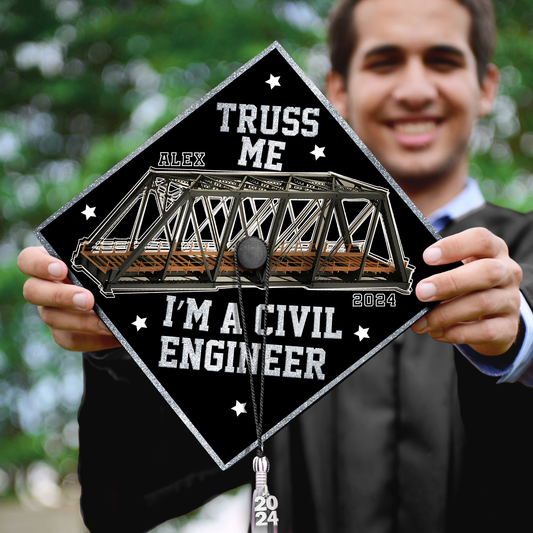 Personalized Civil Engineer Graduation Cap, Custom Engineer Cap Decorations To Honor Your Hard Work