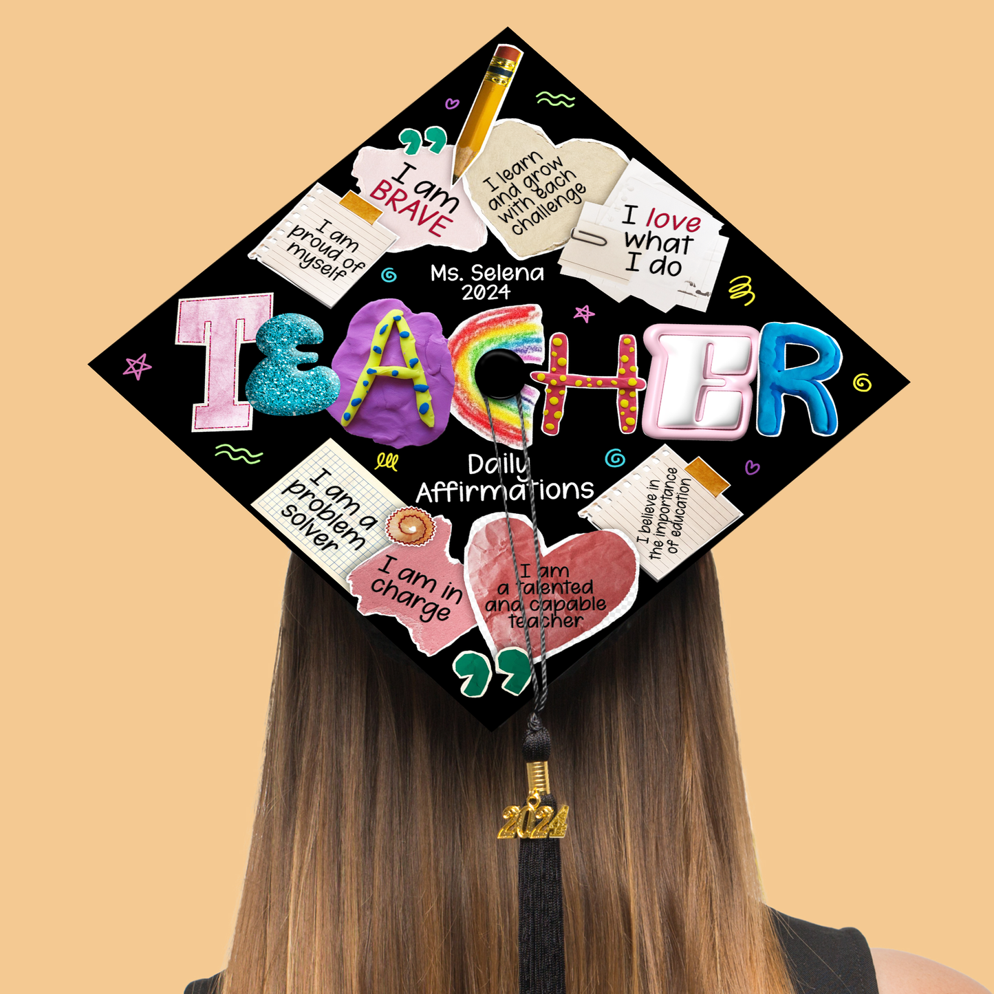 Custom School Counselor Grad Cap Topper, Teacher Graduation Gifts