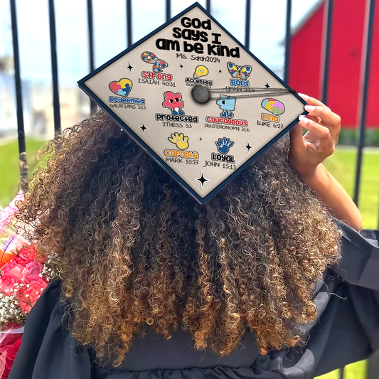 Personalized God Says I am Autism Graduation Cap Topper, Sped Education Cap Decoration - SP10976PGMAQN