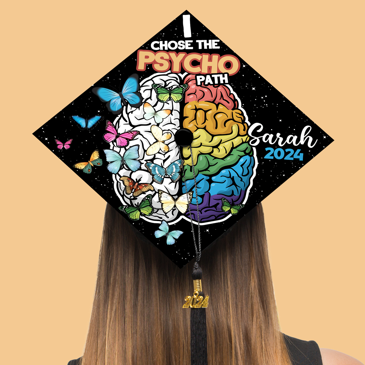I Chose The Psycho Path Graduation Cap Topper, Psychology Nursing Cap for Graduation, Future Nurse Gift, Class of 2024