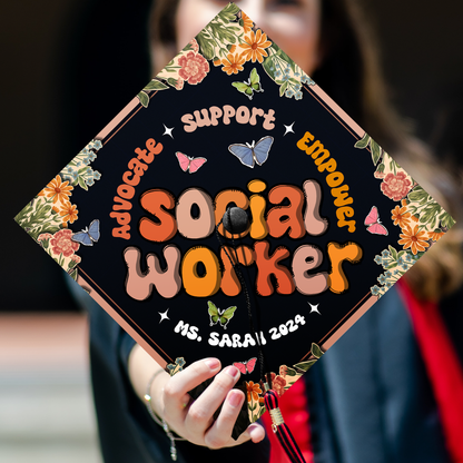 Advocate Support Empower Printed Grad Cap, Unique Cap Decoration For Graduation 2024 - SP10097PGMAQN - SP10876PGMAQN