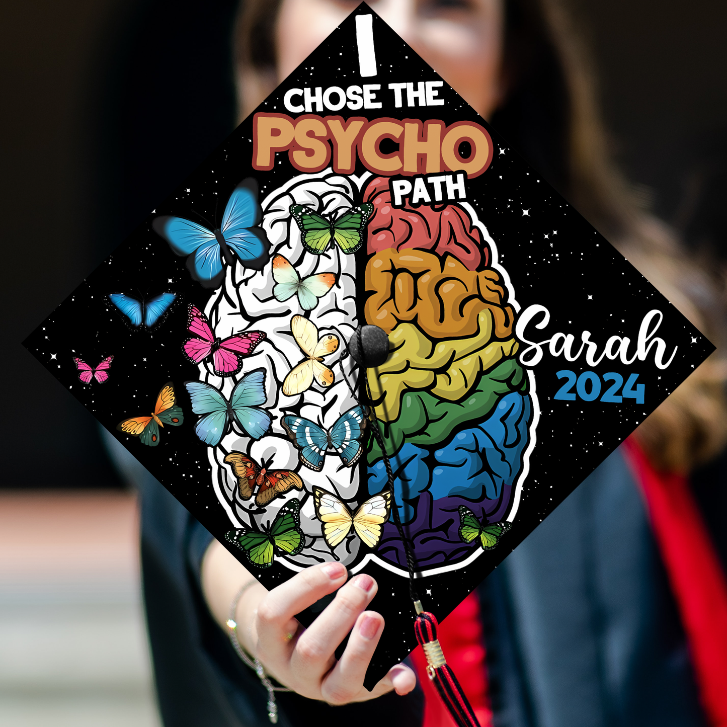I Chose The Psycho Path Graduation Cap Topper, Psychology Nursing Cap for Graduation, Future Nurse Gift, Class of 2024