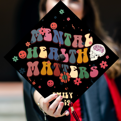 Personalized Mental Health Matters Graduation Cap Topper, Gifts for New Nurse