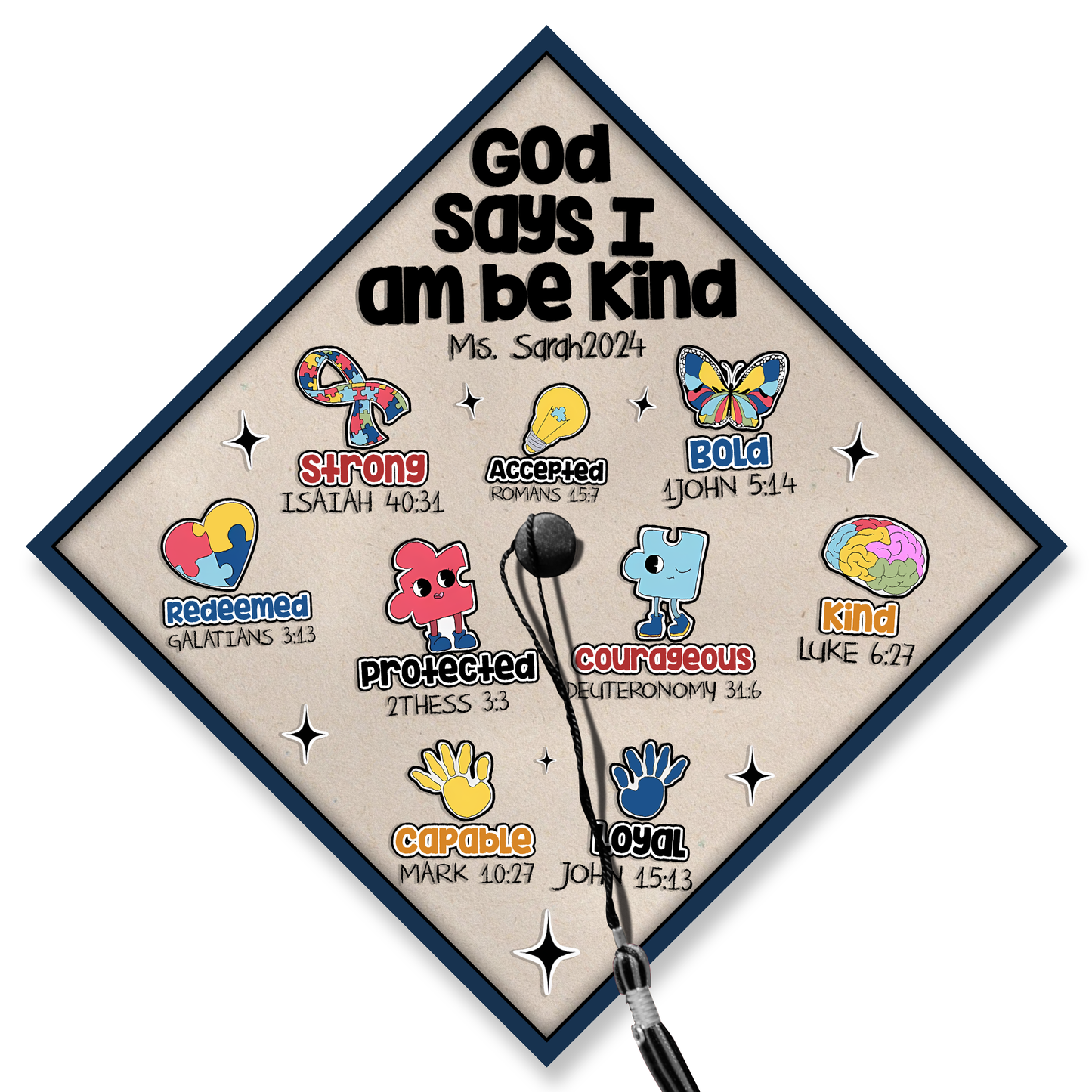 Personalized God Says I am Autism Graduation Cap Topper, Sped Education Cap Decoration - SP10976PGMAQN