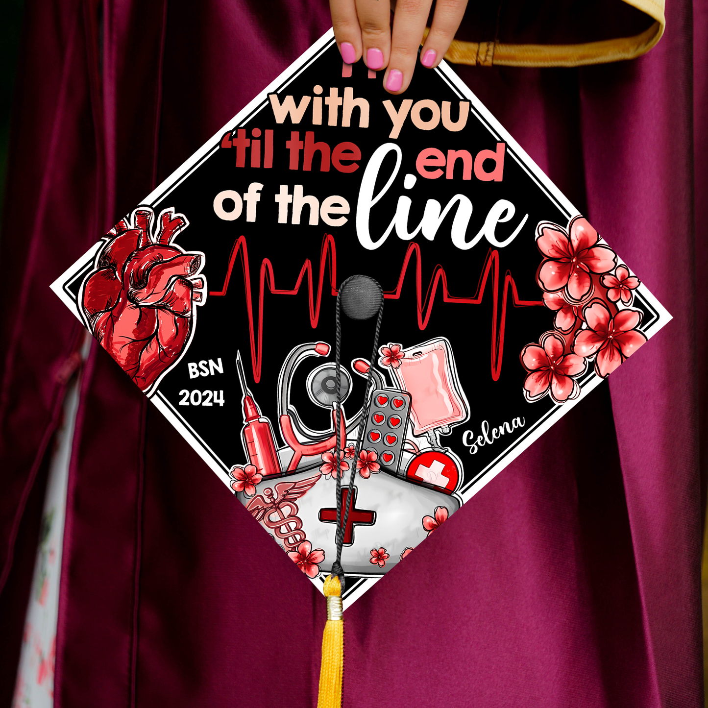 Personalized Registered Nurse Grad Cap Topper, RN Nurse Gifts, Graduation 2024