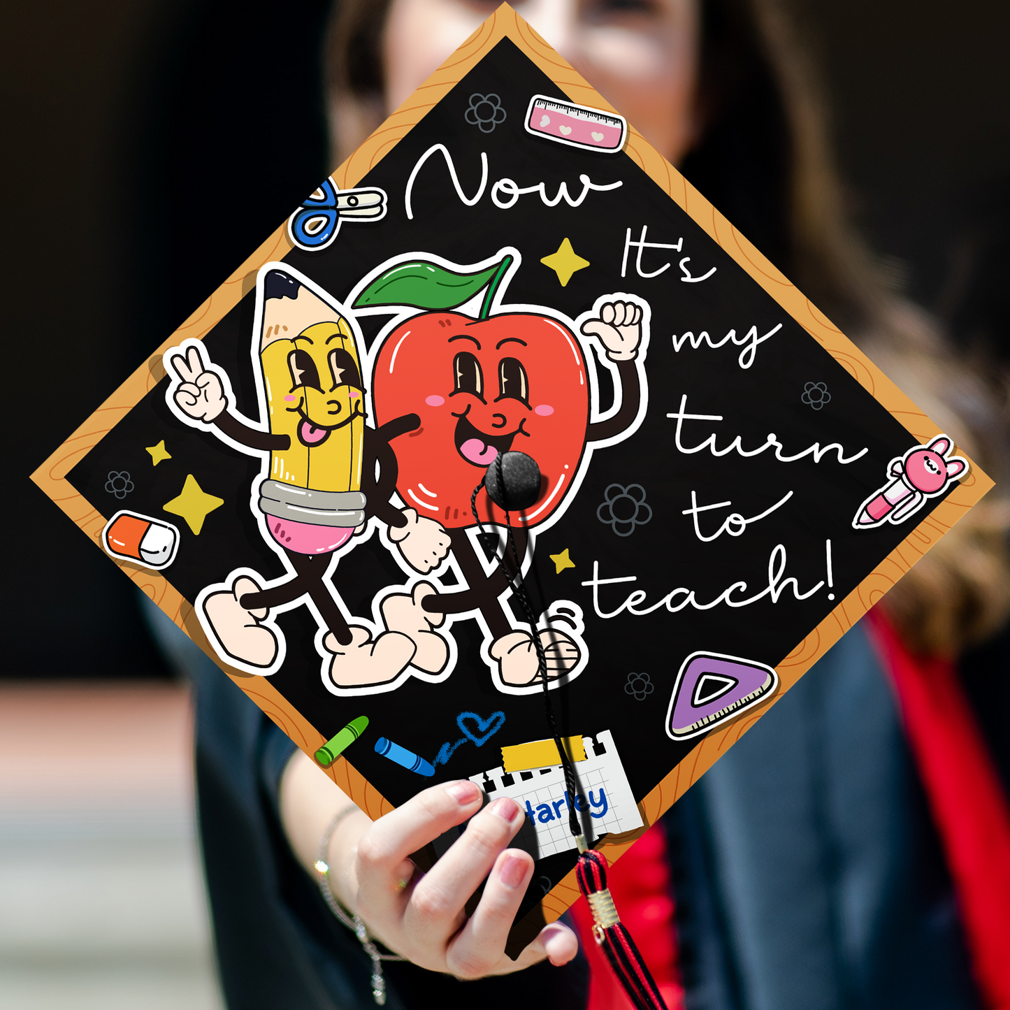 Now It's My Turn To Teach Graduation Cap Topper, Custom Gift for Future Teacher 2024