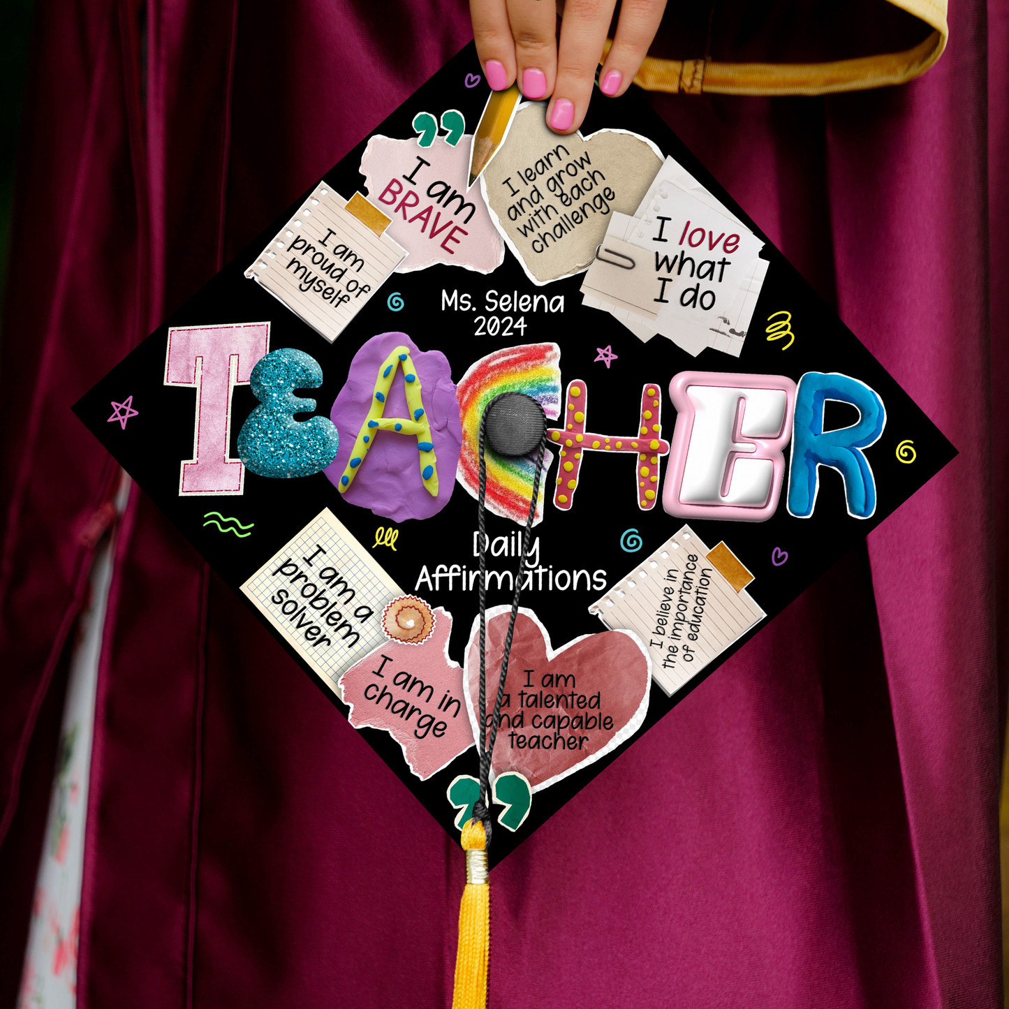 Custom School Counselor Grad Cap Topper, Teacher Graduation Gifts
