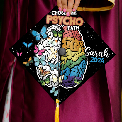 I Chose The Psycho Path Graduation Cap Topper, Psychology Nursing Cap for Graduation, Future Nurse Gift, Class of 2024
