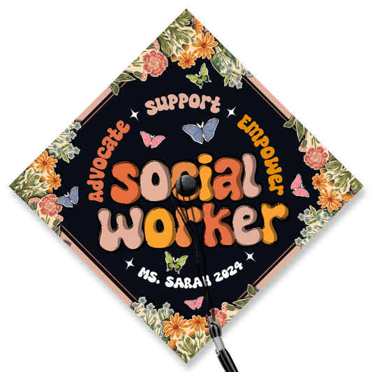 Advocate Support Empower Printed Grad Cap, Unique Cap Decoration For Graduation 2024 - SP10097PGMAQN - SP10876PGMAQN