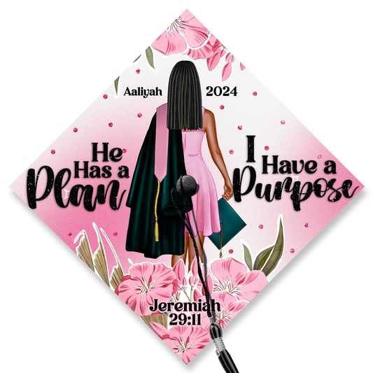 He Has A Plan I Have a Purpose Graduation Cap Decoration, Gifts for Her, Class of 2024