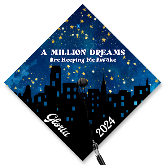 A Million Dreams Are Keeping Me Awake Graduation Cap Topper, Class of 2024