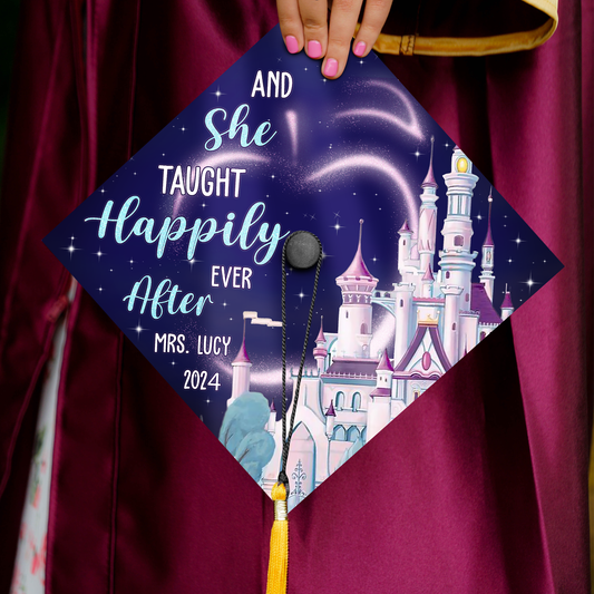 Printed Future Teacher Grad Cap Topper, Teach Love Inspire, Class of 2024