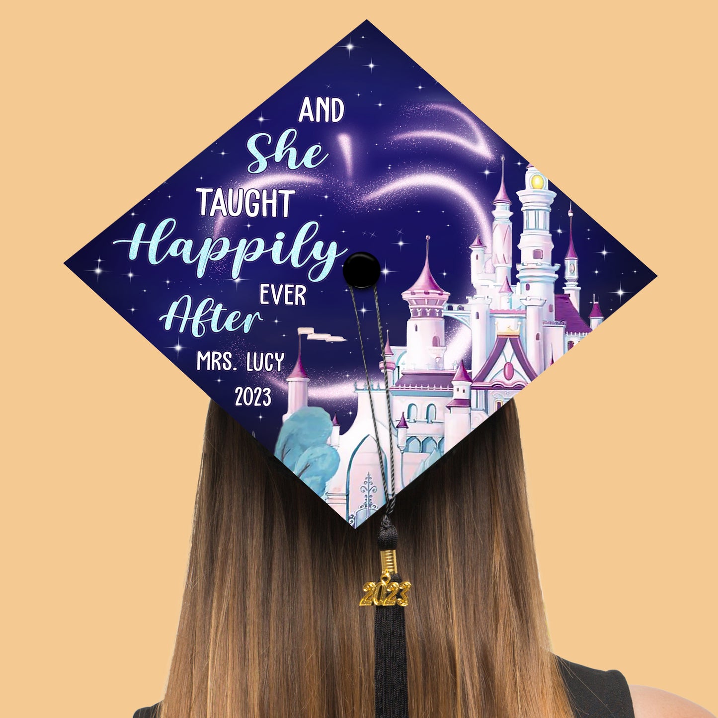 Printed Future Teacher Grad Cap Topper, Teach Love Inspire, Class of 2024