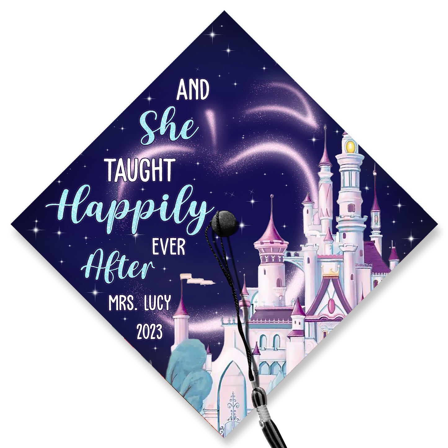 Printed Future Teacher Grad Cap Topper, Teach Love Inspire, Class of 2024