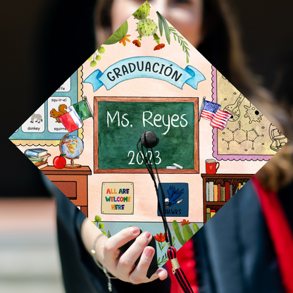 Graduación Maestra Printed Grad Cap Topper, Maestra Graduation Decoration, Class of 2024