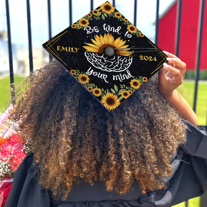 Be Kind To Your Mind Graduation Cap Topper, Psychology Cap Decoration, Class of 2024