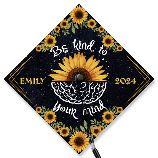 Be Kind To Your Mind Graduation Cap Topper, Psychology Cap Decoration, Class of 2024