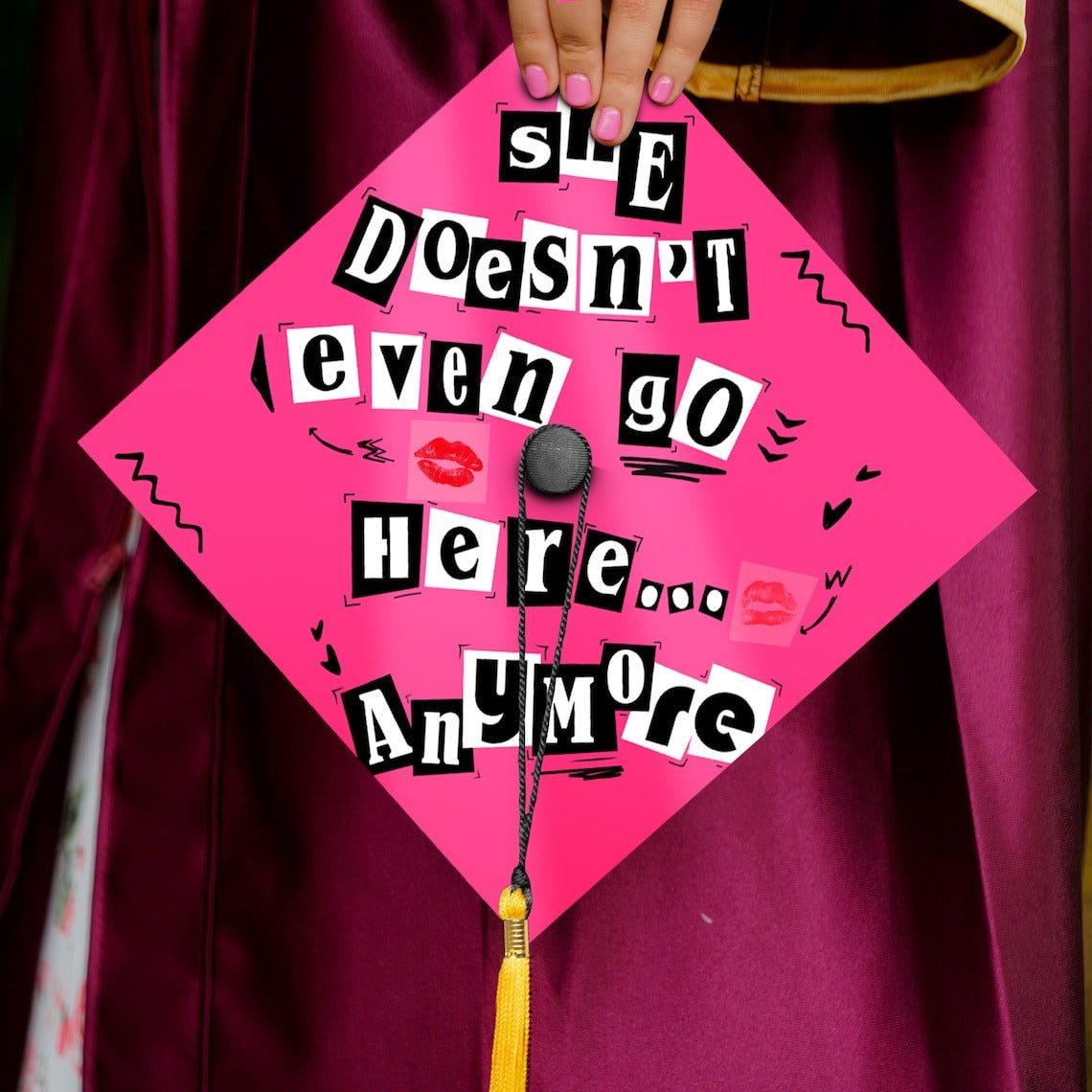 She Doesn't Even Go Here Anymore Grad Cap Topper, Funny Graduation Cap Decor, Class of 2024