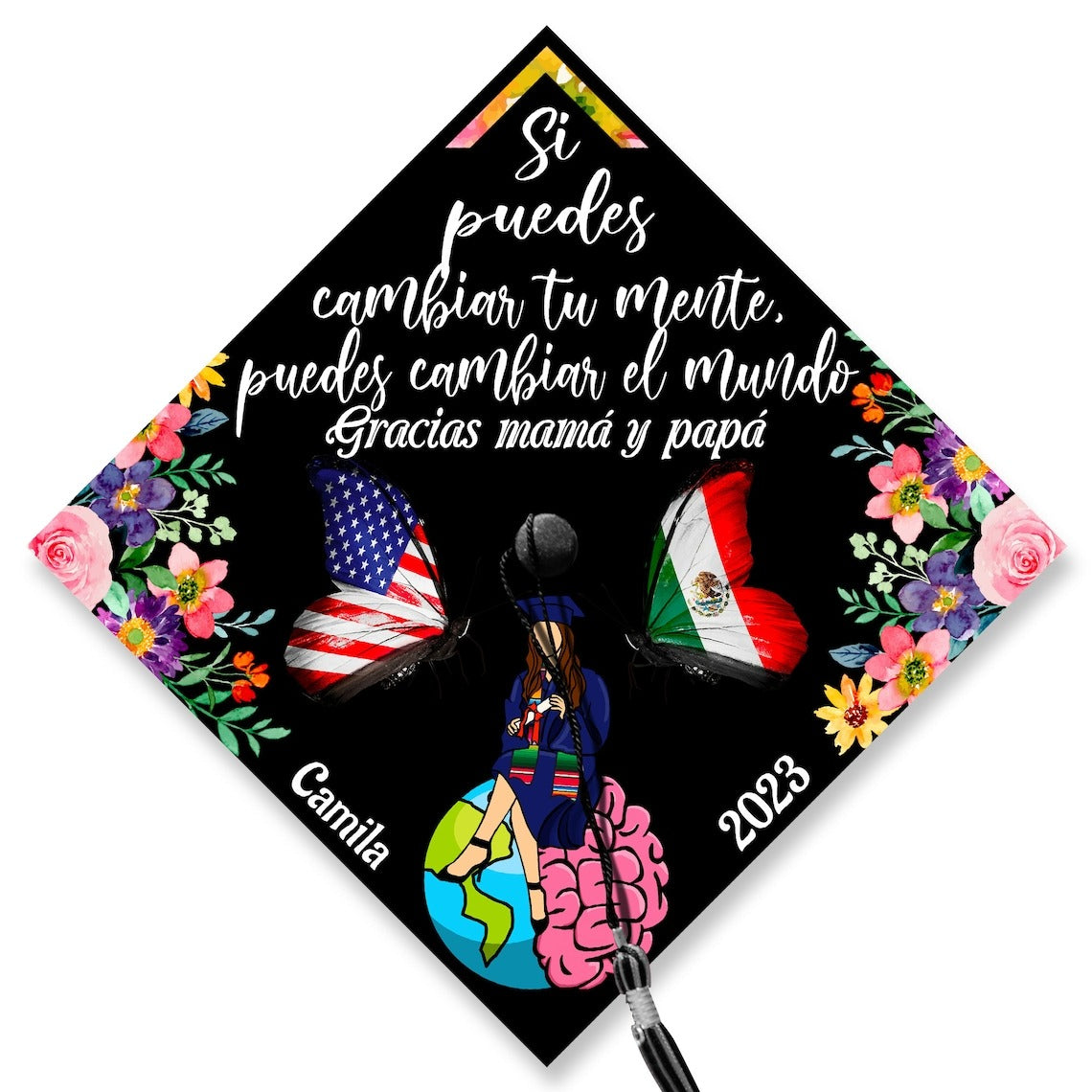 Si Puedes Cambiar El Mundo Graduation Cap Decoration, Gifts for Latina, Class of 2024