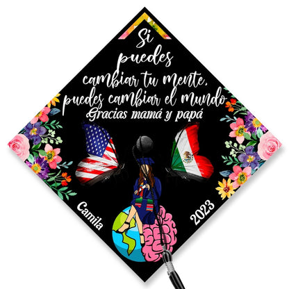 Si Puedes Cambiar El Mundo Graduation Cap Decoration, Gifts for Latina, Class of 2024