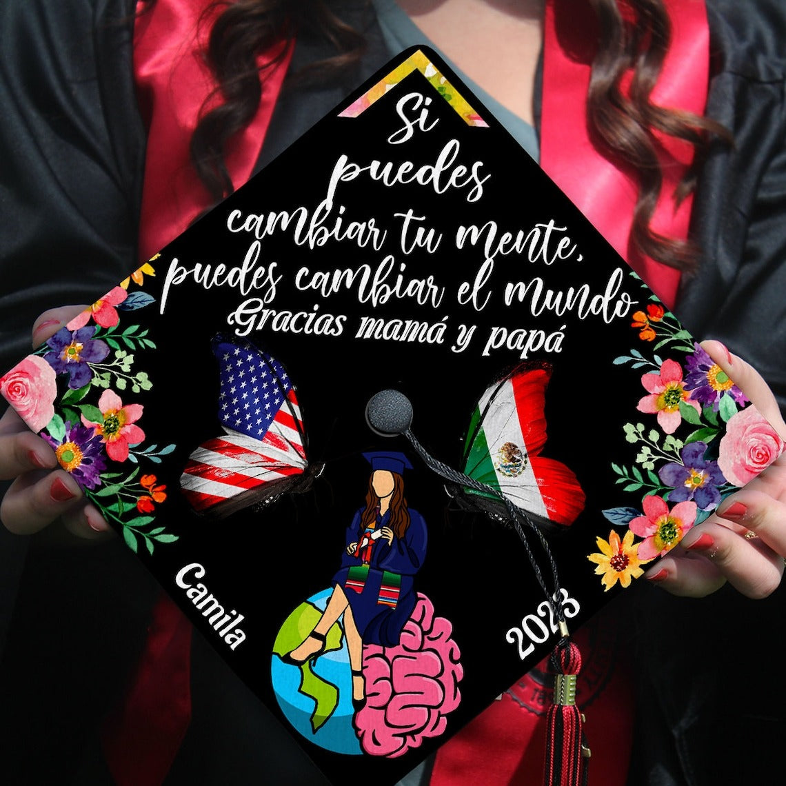 Si Puedes Cambiar El Mundo Graduation Cap Decoration, Gifts for Latina, Class of 2024